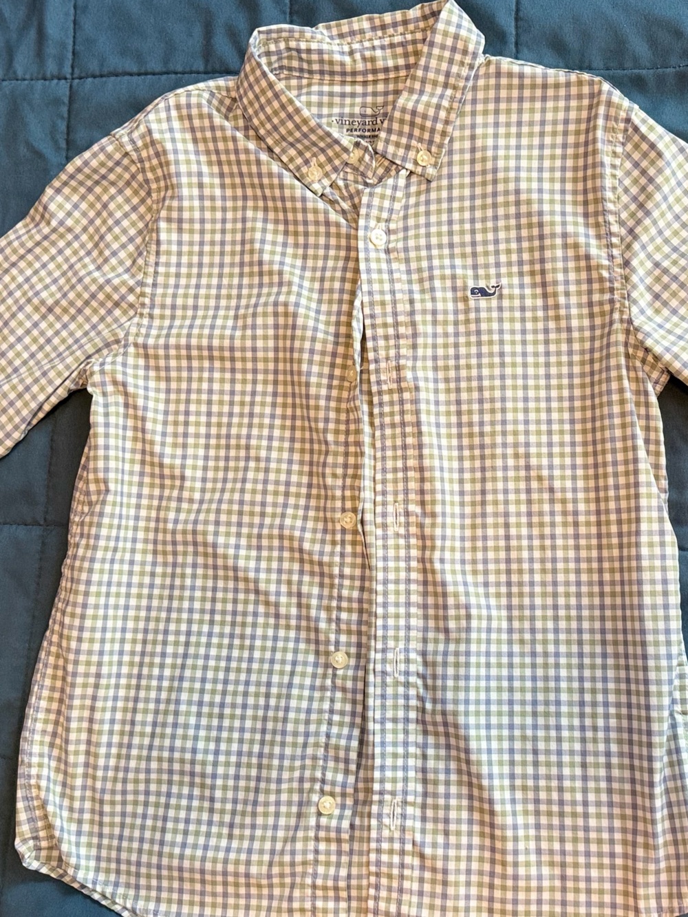 Vineyard Vines Green and Blue Plaid Button-Down Shirt